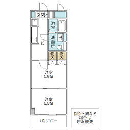 あむねすみと 2Kの間取図画像