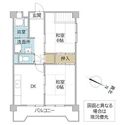 末広マンション 2DKの間取図画像