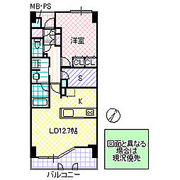 Gコート梅香 1SLDKの間取図画像