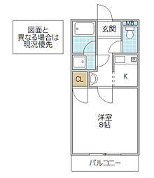 CASAWOODS1 1Kの間取図画像