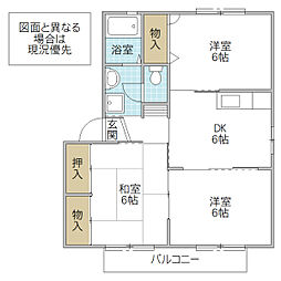 シャルルグランデB 3DKの間取図画像