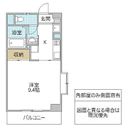 アンバサダー 1Kの間取図画像