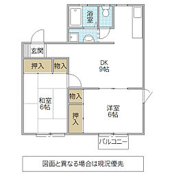 メソンド田彦C 2DKの間取図画像