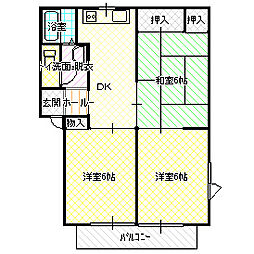 パストラルハイツC 3DKの間取図画像
