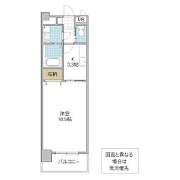 プレスト水戸中央 1Kの間取図画像