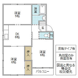 勝田ハイツ 3DKの間取図画像