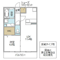 プレミアムガーデンプレイス 1LDKの間取図画像