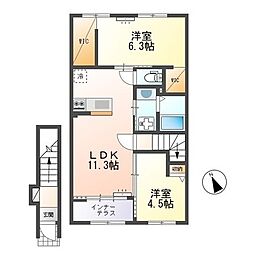 リッチレジデンスB 2LDKの間取図画像