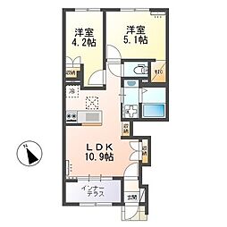 リッチレジデンスB 2LDKの間取図画像