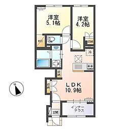 リッチレジデンスB 2LDKの間取図画像