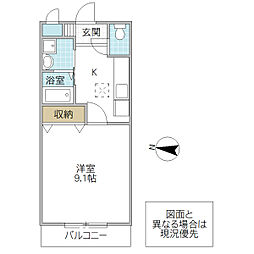 アリエッタ赤塚 1Kの間取図画像