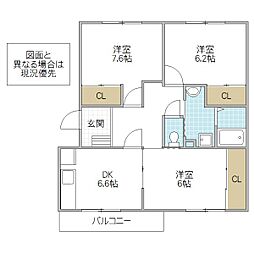 メゾンプルミエール4 3DKの間取図画像