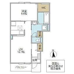 ウェストタウン水野 1LDKの間取図画像