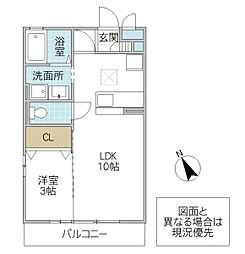 ベルデュール 1LDKの間取図画像