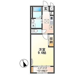 仮)水戸市笠原町字下組新築アパートB棟 1Kの間取図画像