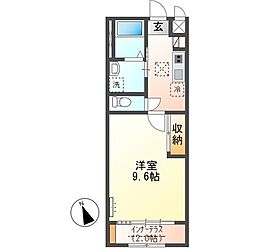 仮)水戸市笠原町字下組新築アパートB棟 1Kの間取図画像