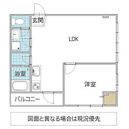 横田ビル 1LDKの間取図画像