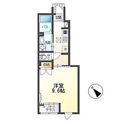 スカイハイム 1Kの間取図画像