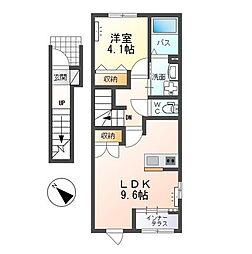 スカイハイム 1LDKの間取図画像