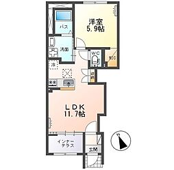 水戸市笠原町アパート 1LDKの間取図画像