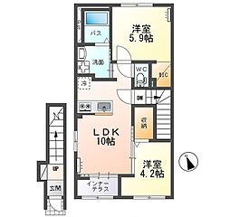 水戸市笠原町アパート 2LDKの間取図画像