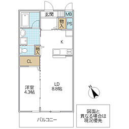 スペリアージュ 1LDKの間取図画像