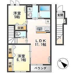 仮)元吉田町新築アパート 2LDKの間取図画像