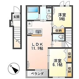 仮)元吉田町新築アパート 2LDKの間取図画像