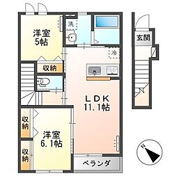 メゾンソレイユ(Maison Soleil) 2LDKの間取図画像
