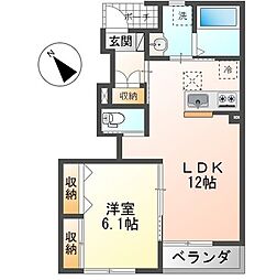 メゾンソレイユ(Maison Soleil) 1LDKの間取図画像