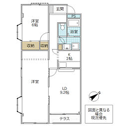 塙コーポ 2LDKの間取図画像