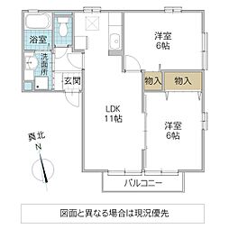 シュプルース 2LDKの間取図画像