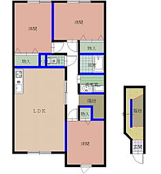 西小路ハイツ3 3LDKの間取図画像