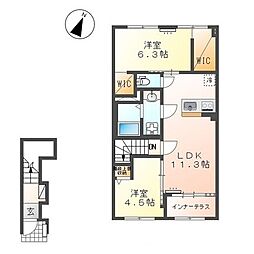 仮)水戸市酒門町新築アパート 2LDKの間取図画像
