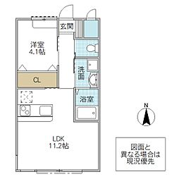 グリーンハイツ 1LDKの間取図画像