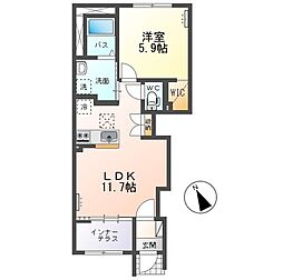 桜花 1LDKの間取図画像