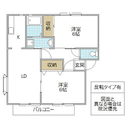 ビューステージB棟 2LDKの間取図画像