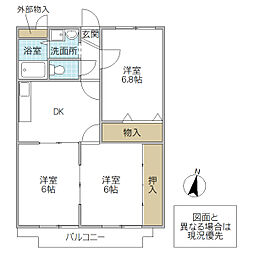 メゾンK・A 3DKの間取図画像
