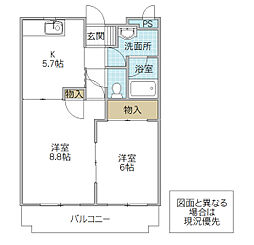 トワメゾン水戸C 2Kの間取図画像