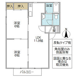 グリーンヒルA 2LDKの間取図画像