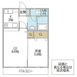 Michel 1LDKの間取図画像