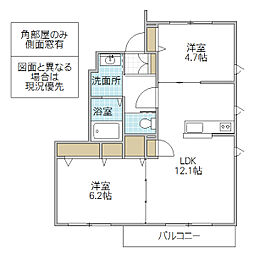 ブランエールH 2LDKの間取図画像