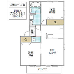 カーサコリーナC 2LDKの間取図画像