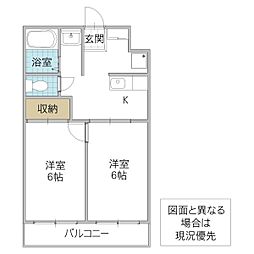 ファミールガルテンF棟 2Kの間取図画像