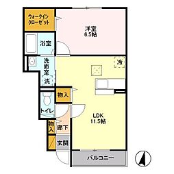 アクアパームD 1LDKの間取図画像