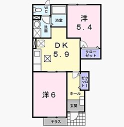 アンソレイエ 2DKの間取図画像