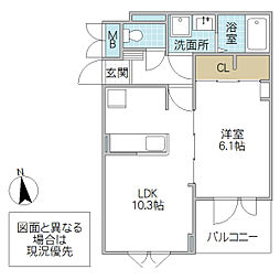 ミッテクラール3 1LDKの間取図画像