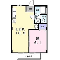 ニューシティ鈴木B 1LDKの間取図画像