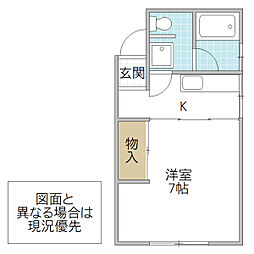 コーポ大関B 1Kの間取図画像