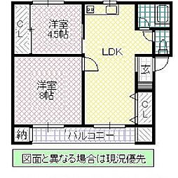 リエス笠原 2LDKの間取図画像
